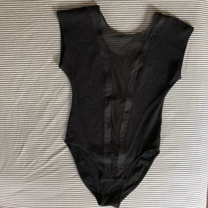 American Apparel Black Gloria mesh V bodysuit